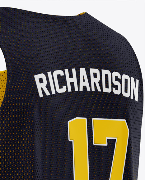 Basketball Reversible Mesh Jersey Mockup Back Half Side View In Apparel Mockups On Yellow Images Object Mockups