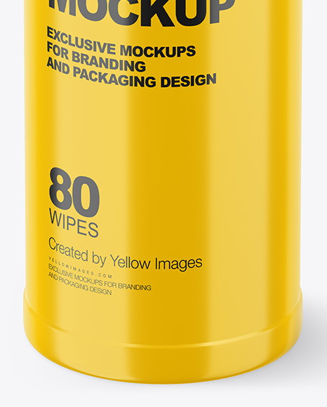 Download Glossy Closed Sanitizing Wipes Canister Mockup In Packaging Mockups On Yellow Images Object Mockups PSD Mockup Templates