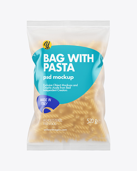 Frosted Plastic Bag With Fusilli Pasta Mockup PSD #4