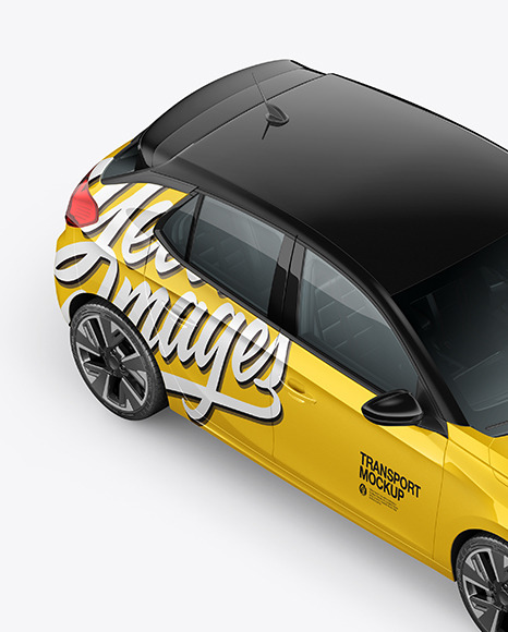 Download Hatchback 5 Doors Mockup Half Side View In Vehicle Mockups On Yellow Images Object Mockups PSD Mockup Templates