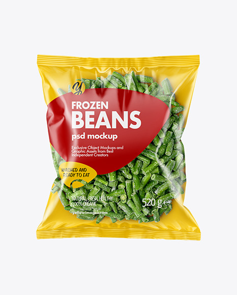 Download Plastic Bag With Frozen Beans Mockup In Bag Sack Mockups On Yellow Images Object Mockups PSD Mockup Templates