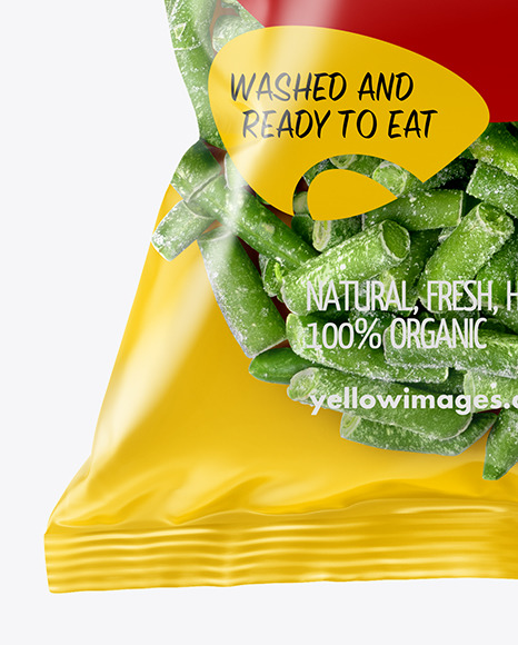 Download Plastic Bag With Frozen Beans Mockup In Bag Sack Mockups On Yellow Images Object Mockups