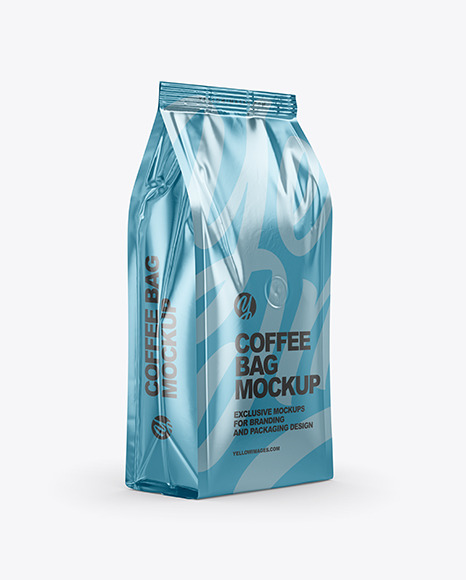 Metallic Coffee Bag Mockup Half Side View In Bag Sack Mockups On Yellow Images Object Mockups