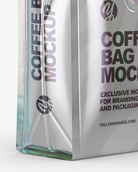 Metallic Coffee Bag Mockup Half Side View In Bag Sack Mockups On Yellow Images Object Mockups