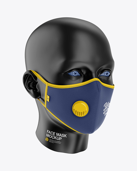 Anti Pollution Face Mask With Exhalation Valve In Apparel Mockups On Yellow Images Object Mockups