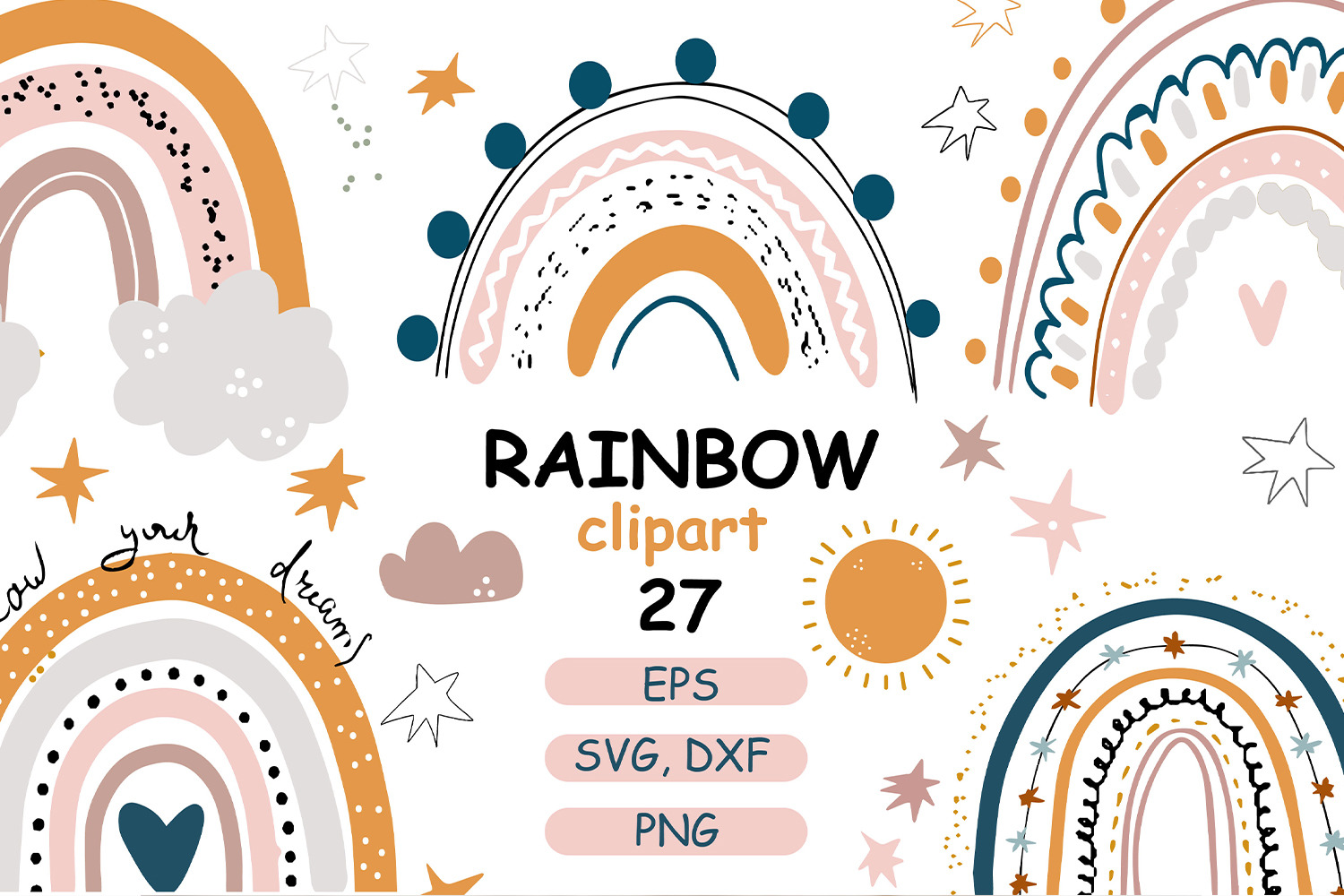 Download Pastel rainbow baby clipart in Graphics on Yellow Images Creative Store