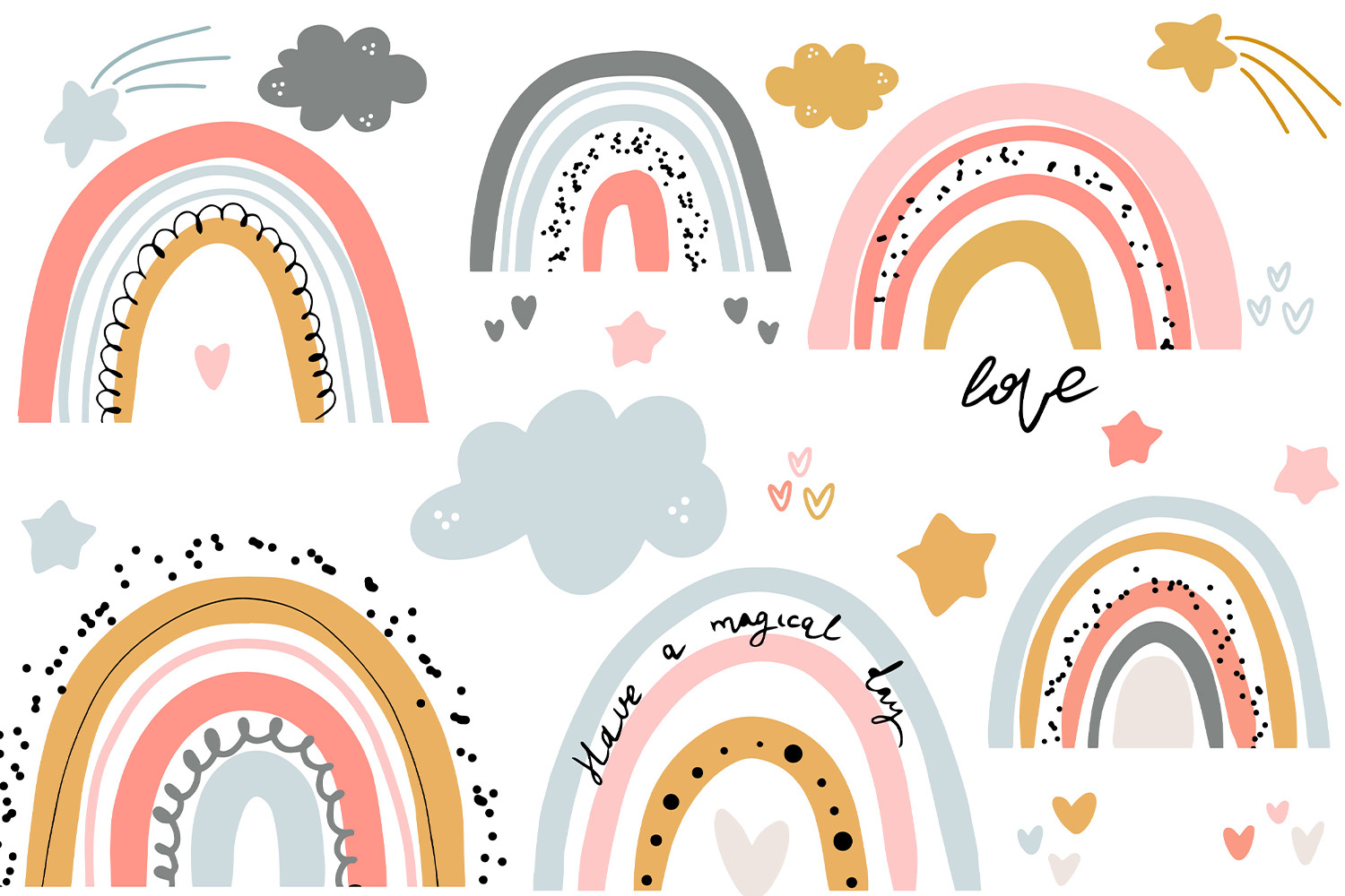 Cute Pastel RAinbow Baby Clipart in Illustrations on ...