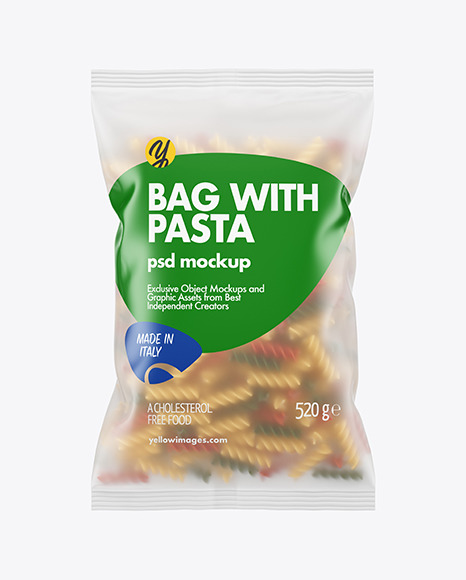 Frosted Plastic Bag With Tricolor Fusilli Pasta Mockup PSD #2