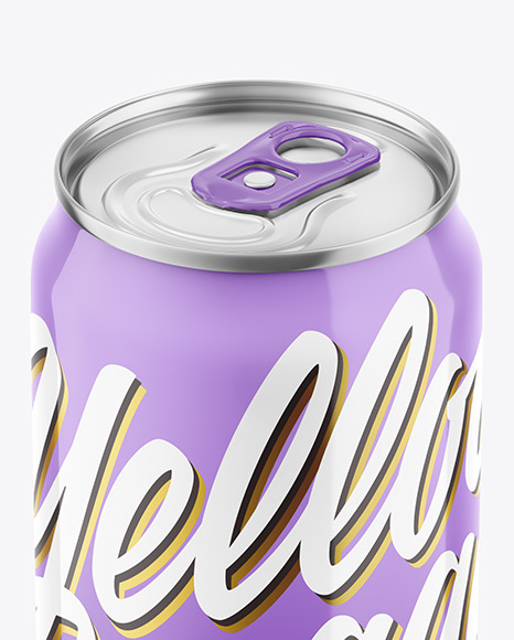 Metallic Drink Can With Glossy Finish Mockup PSD #2