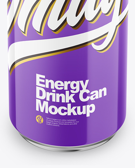 Metallic Drink Can With Glossy Finish Mockup PSD #1