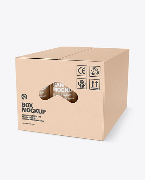 Download Kraft Paper Box With Cans Mockup In Box Mockups On Yellow Images Object Mockups Yellowimages Mockups