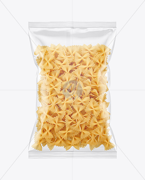 Plastic Bag With Farfalle Pasta Mockup In Bag Sack Mockups On Yellow Images Object Mockups