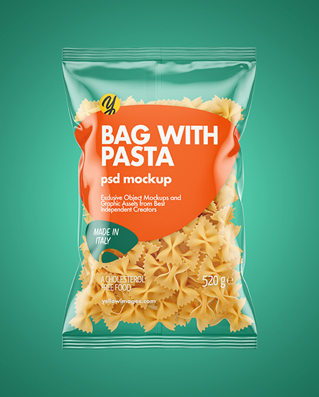 Download Plastic Bag With Farfalle Pasta Mockup In Bag Sack Mockups On Yellow Images Object Mockups Yellowimages Mockups