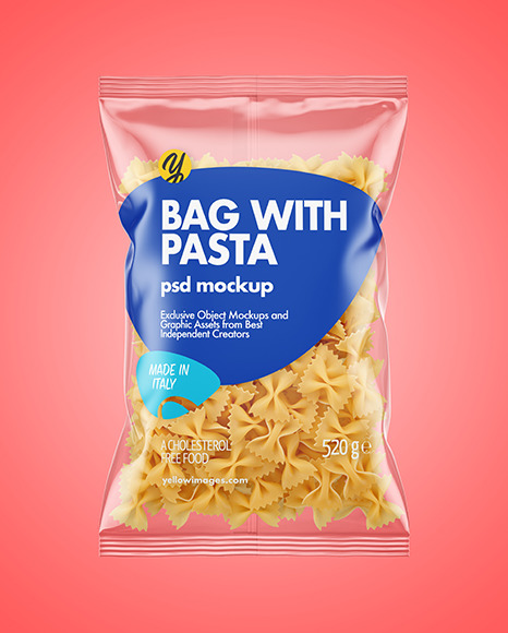 Download Plastic Bag With Farfalle Pasta Mockup In Bag Sack Mockups On Yellow Images Object Mockups Yellowimages Mockups