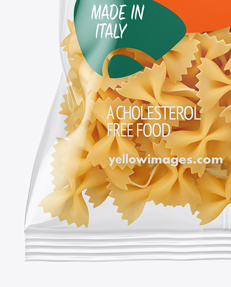 Download Plastic Bag With Farfalle Pasta Mockup In Bag Sack Mockups On Yellow Images Object Mockups