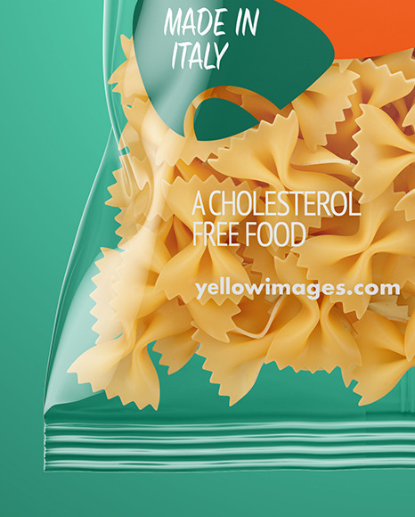 Download Plastic Bag With Farfalle Pasta Mockup In Bag Sack Mockups On Yellow Images Object Mockups PSD Mockup Templates