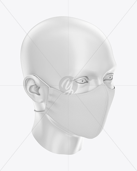 Download Face Mask With Elastic Cord And Stopper Front Half Side View High Angle In Apparel Mockups On Yellow Images Object Mockups