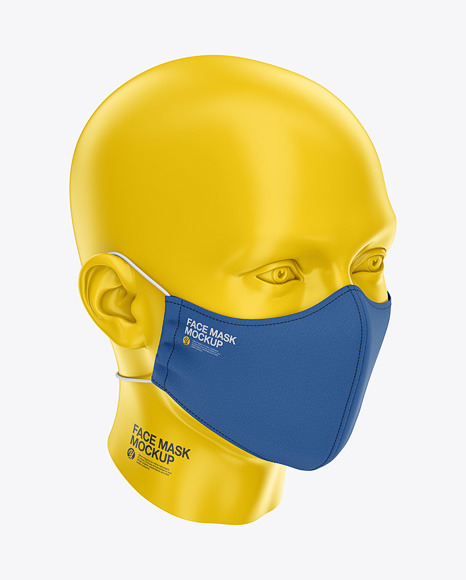 Download Free Face Mask With Elastic Cord And Stopper Front Half Side View PSD Mockups