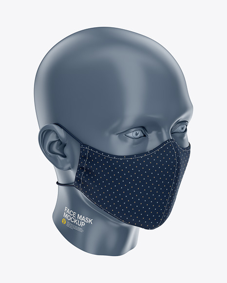 Download Face Mask with Elastic Cord and Stopper - Front Half-Side ...