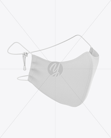 Face Mask With Elastic Cord And Stopper Front Half Side View High Angle In Apparel Mockups On Yellow Images Object Mockups