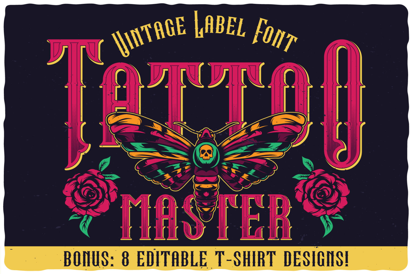 Download Tattoo Master Label Font In Creative Store On Yellow Images Creative Store PSD Mockup Templates