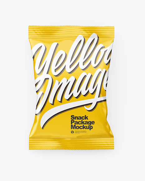 Download Matte Snack Package Mockup Top View In Flow Pack Mockups On Yellow Images Object Mockups