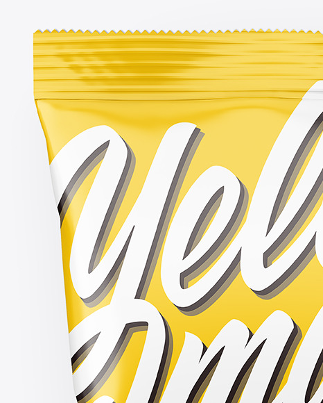 Download Matte Snack Package Mockup Top View In Flow Pack Mockups On Yellow Images Object Mockups Yellowimages Mockups