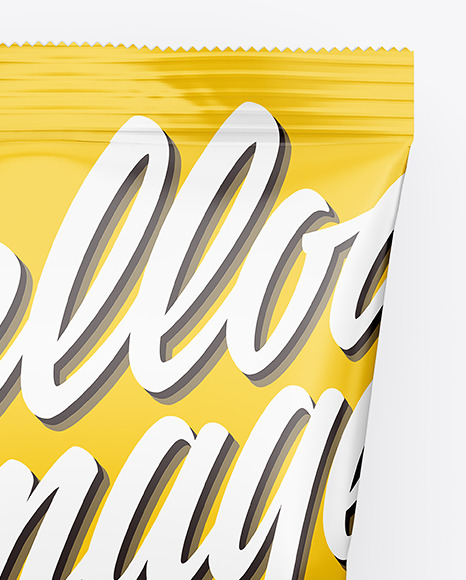 Download Matte Snack Package Mockup Top View In Flow Pack Mockups On Yellow Images Object Mockups