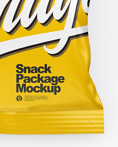 Download Matte Snack Package Mockup Top View In Flow Pack Mockups On Yellow Images Object Mockups PSD Mockup Templates