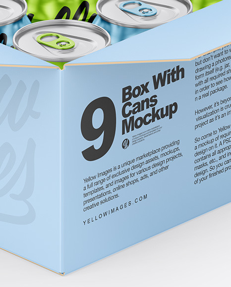 Download Box W Glossy Metallic Cans Mockup In Can Mockups On Yellow Images Object Mockups Yellowimages Mockups