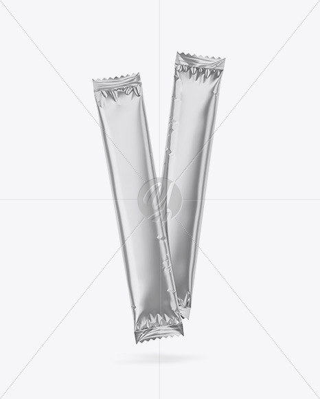 Two Metallic Stick Sachets Mockup In Sachet Mockups On Yellow Images Object Mockups