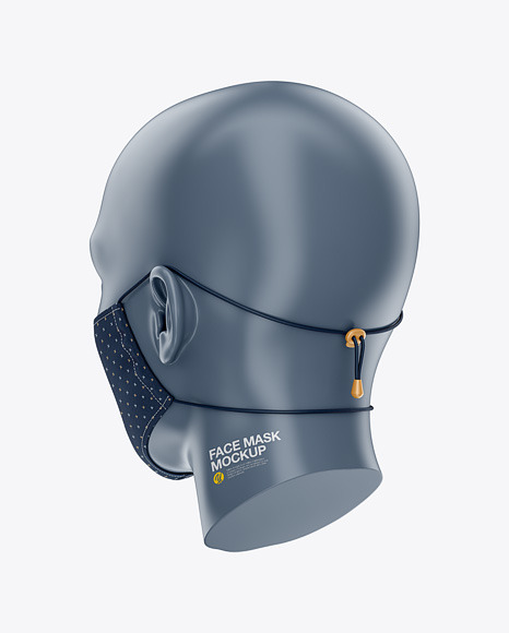 Face Mask With Elastic Cord And Stopper Back Half Side View In Apparel Mockups On Yellow Images Object Mockups