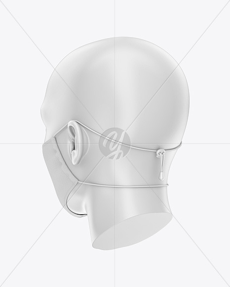 Face Mask With Elastic Cord And Stopper Back Half Side View In Apparel Mockups On Yellow Images Object Mockups