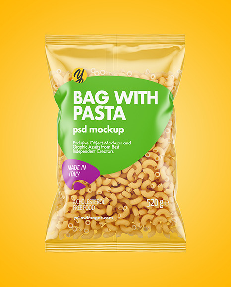 Download Plastic Bag With Chifferini Rigati Pasta Mockup In Bag Sack Mockups On Yellow Images Object Mockups