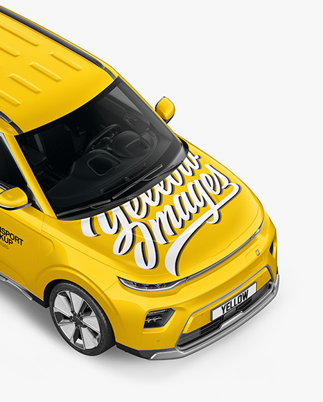 Download Compact Car Mockup Top Half Side View In Vehicle Mockups On Yellow Images Object Mockups PSD Mockup Templates