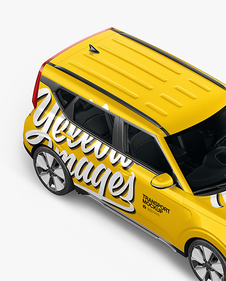 Download Compact Car Mockup Top Half Side View In Vehicle Mockups On Yellow Images Object Mockups PSD Mockup Templates