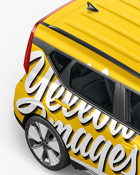 Download Compact Car Mockup Top Half Side View In Vehicle Mockups On Yellow Images Object Mockups PSD Mockup Templates