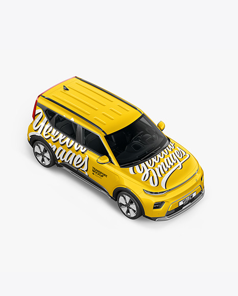 Compact Car Mockup Top Half Side View In Vehicle Mockups On Yellow Images Object Mockups