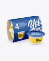 4 Plastic Cups Matte Paper Pack Mockup - Half Side View