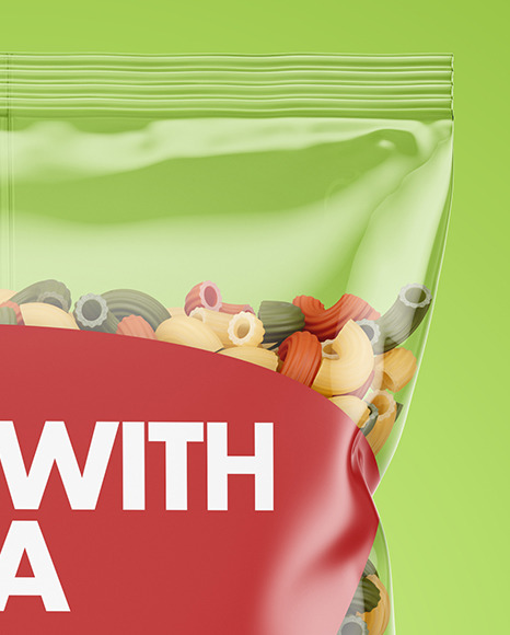 Plastic Bag With Tricolor Chifferini Rigati Pasta Mockup PSD #7
