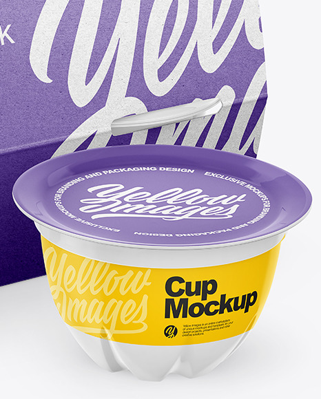 Download 4 Plastic Cups Kraft Paper Pack Mockup Half Side View Yellow Author