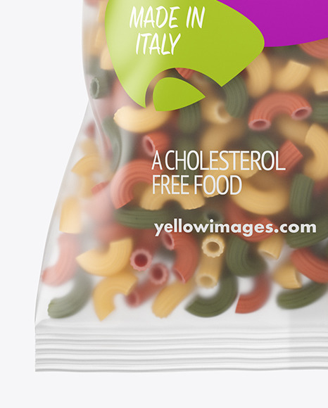 Download Matte Plastic Bag With Tricolor Chifferini Rigati Pasta Mockup In Bag Sack Mockups On Yellow Images Object Mockups