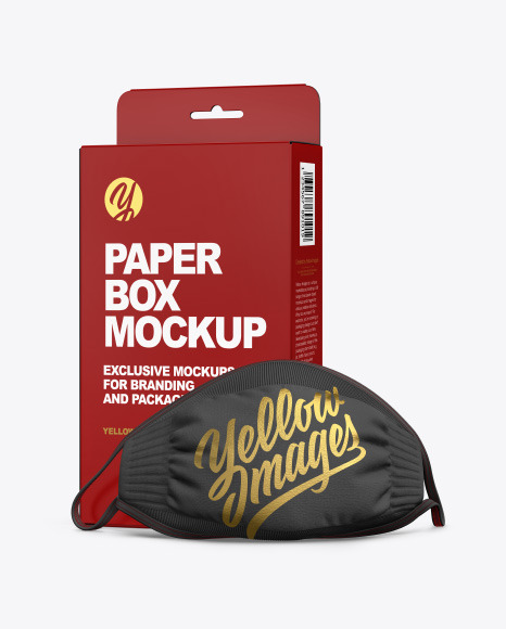 Download Free Box With Mask Mockup In Box Mockups On Yellow Images Object Mockups PSD Mockups