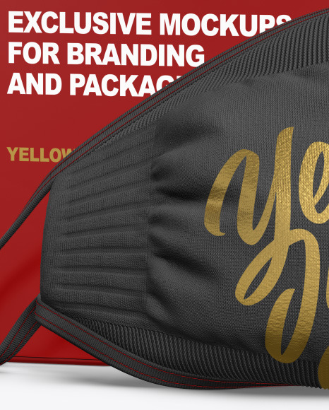 Download Free Box With Mask Mockup In Box Mockups On Yellow Images Object Mockups PSD Mockups