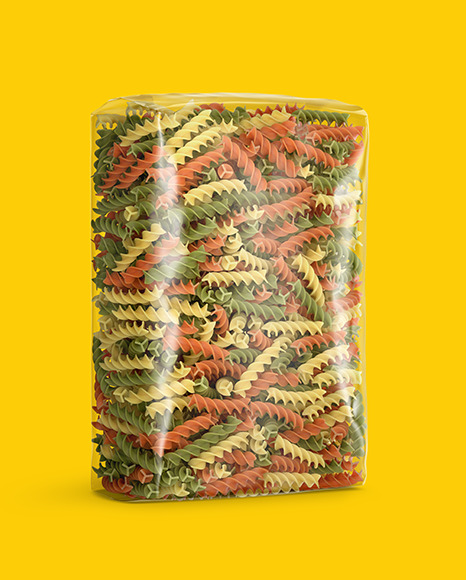 Download Plastic Bag With Tricolor Fusilli Pasta Mockup In Bag Sack Mockups On Yellow Images Object Mockups PSD Mockup Templates