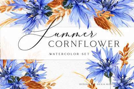 Summer Cornflower Blue Watercolor