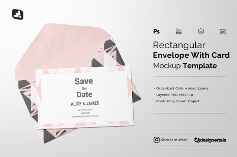 Rectangular Envelope Card Mockup In Stationery Mockups On Yellow Images Creative Store