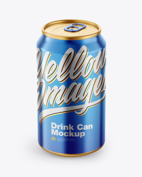 Glossy Metallic Drink Can Mockup PSD #2