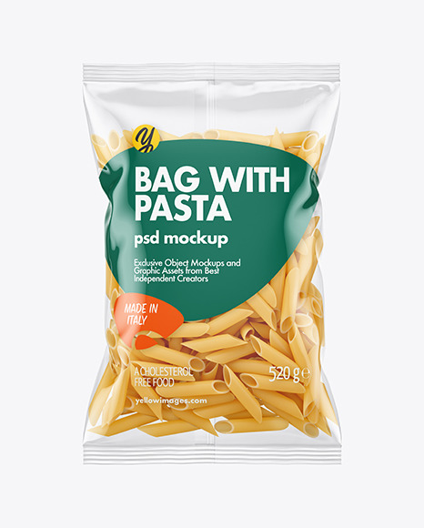 Download Plastic Bag With Penne Pasta Mockup In Bag Sack Mockups On Yellow Images Object Mockups Yellowimages Mockups