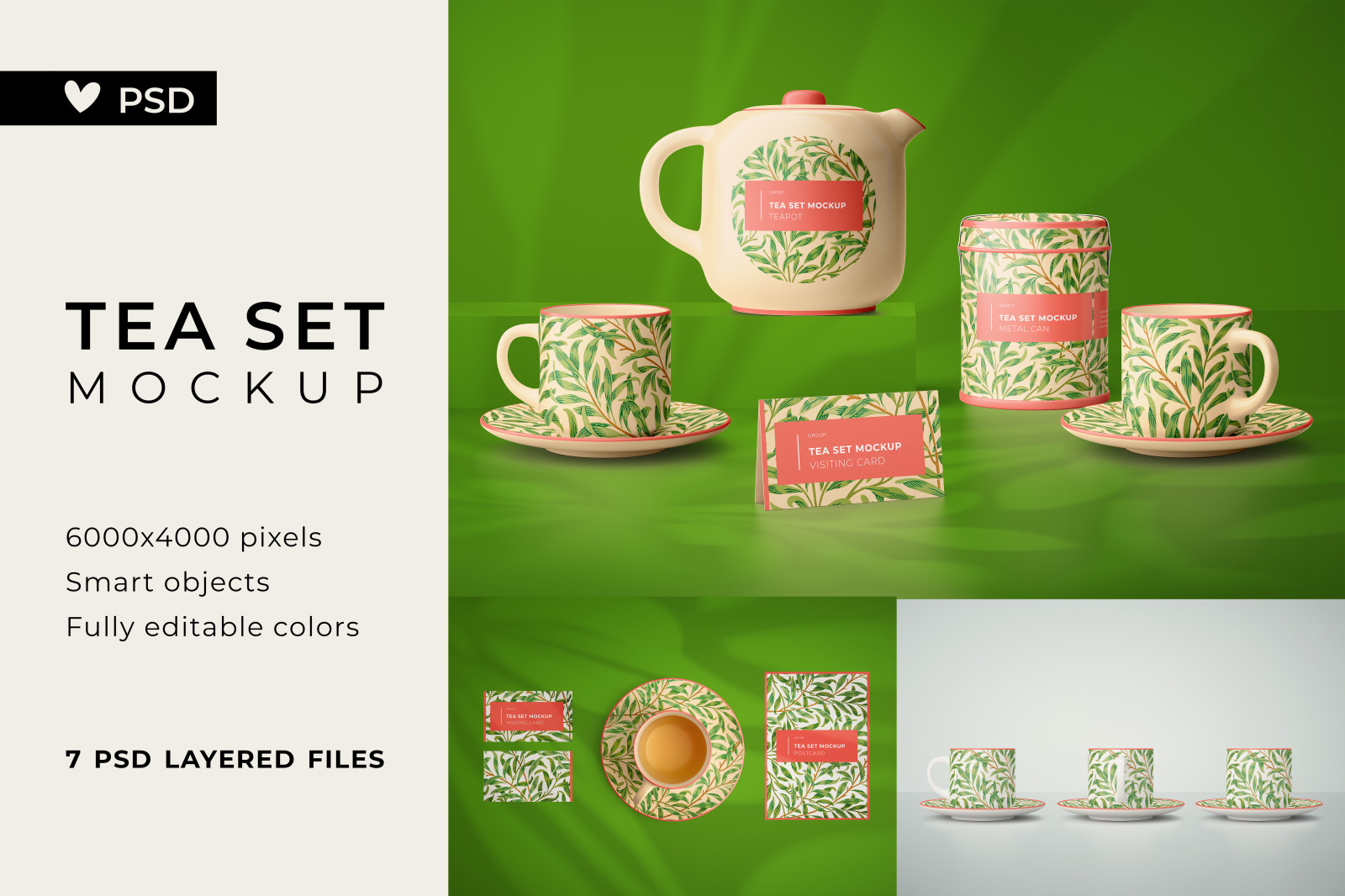 Download Tea Set Mockup In Product Mockups On Yellow Images Creative Store PSD Mockup Templates